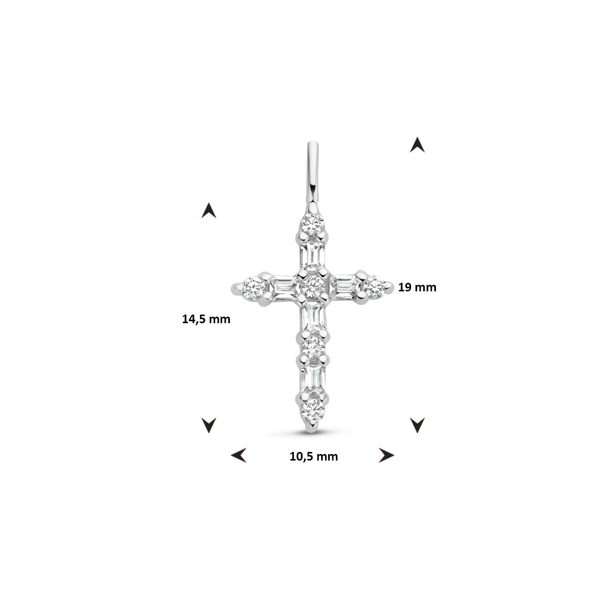 colgante cruz zirconia plata rodiada