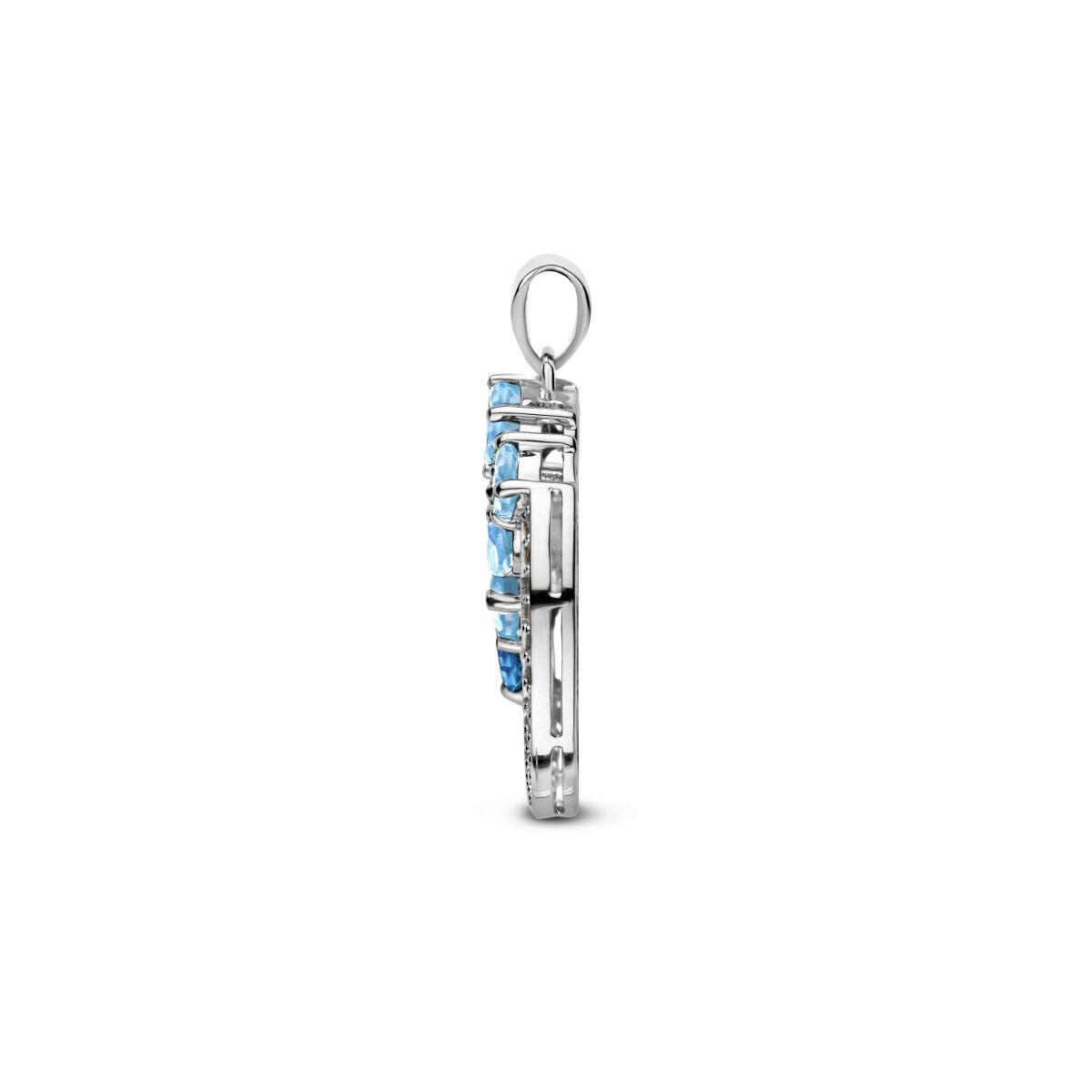 colgante círculo topacio azul y circonitas plata rodiada