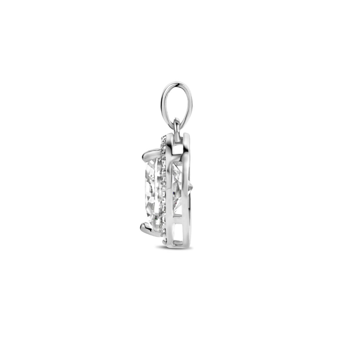 colgante corazón zirconia halo plata rodiada