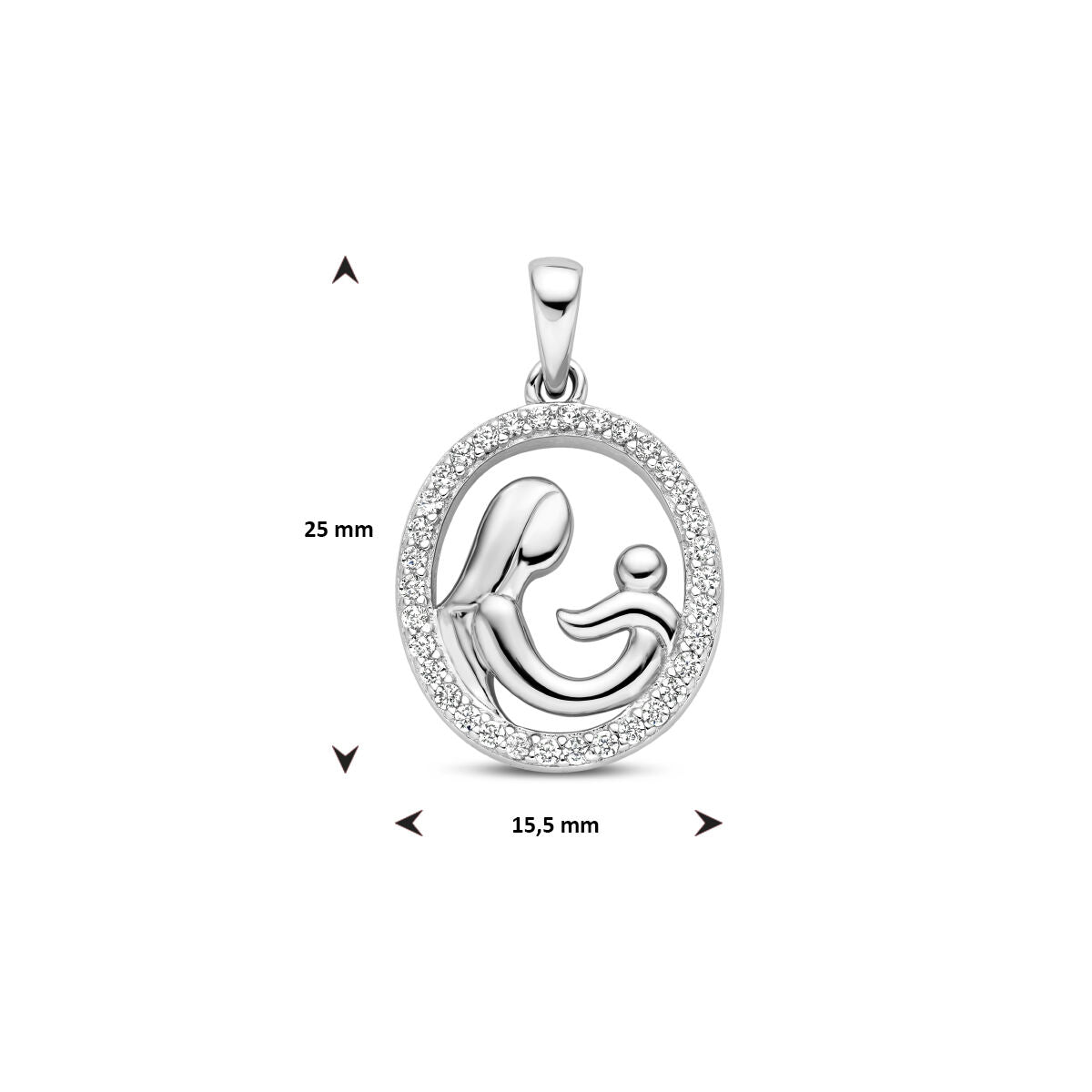 colgante madre e hijo circonita plata rodiada