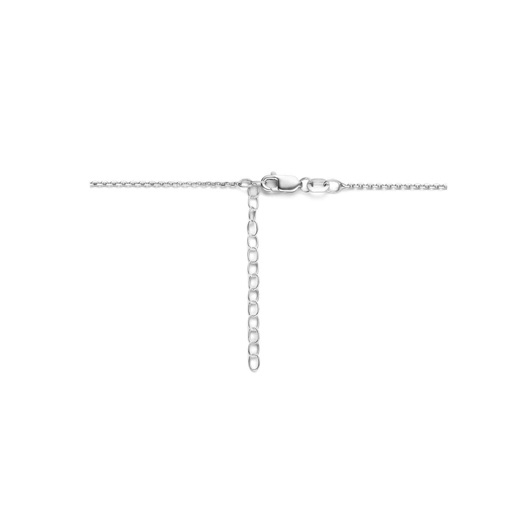 collier met geboortesteen zirkonia 41 + 4 cm zilver gerhodineerd