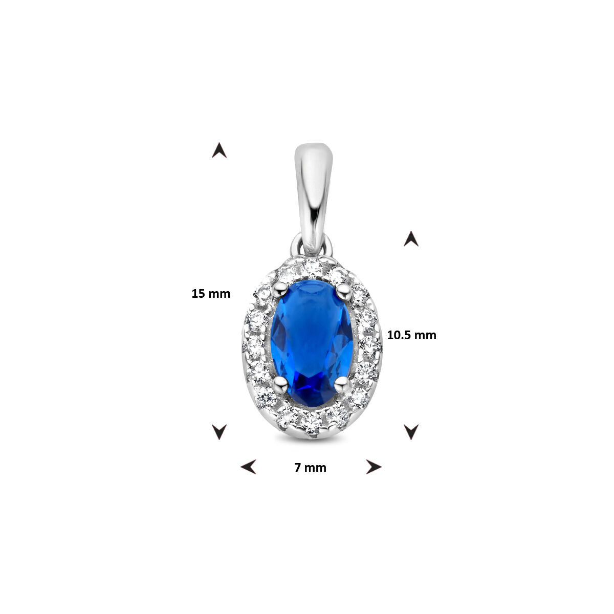 colgante de zircónia zafiro halo plata rodiada
