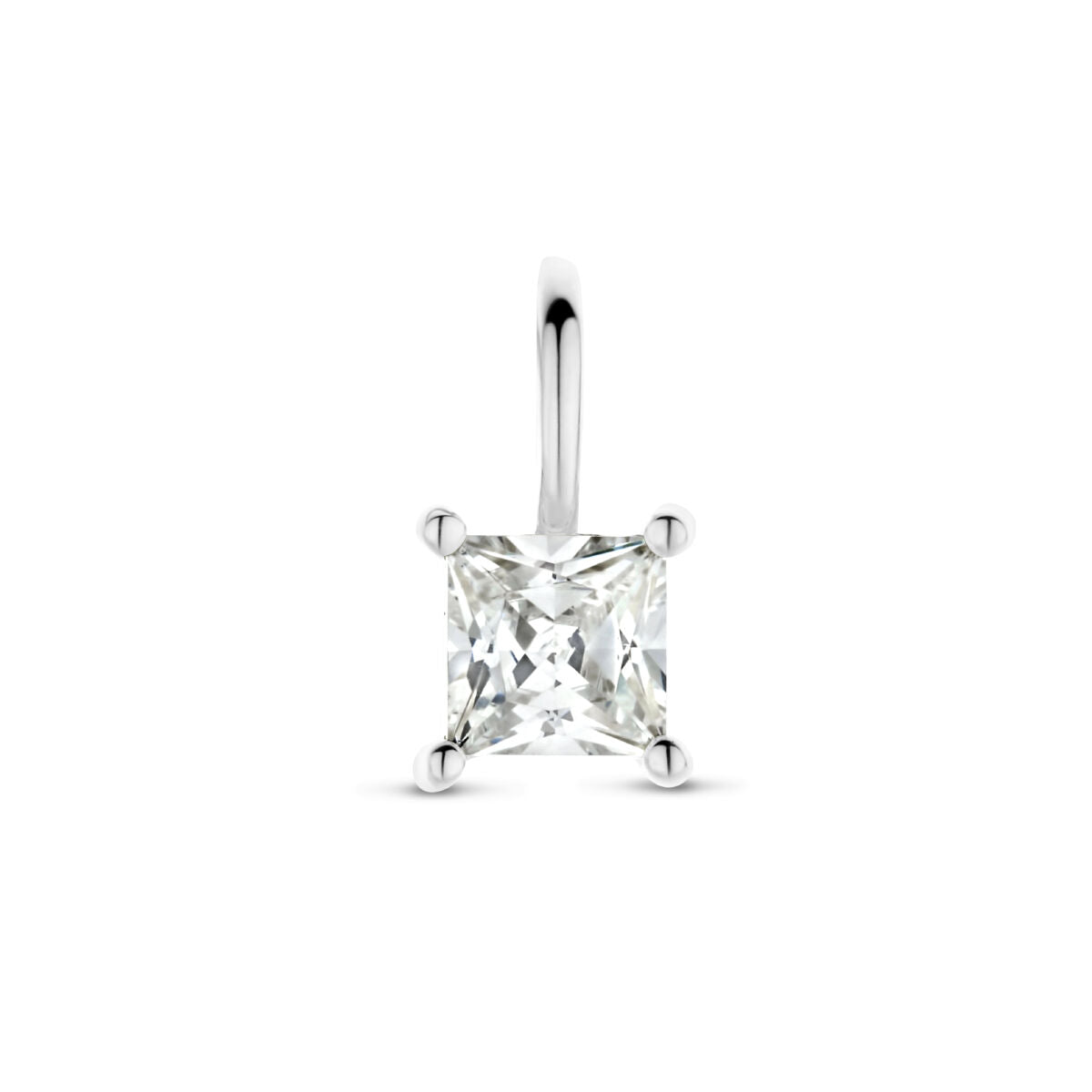 Colgante de zirconia cuadrada en plata rodiada.