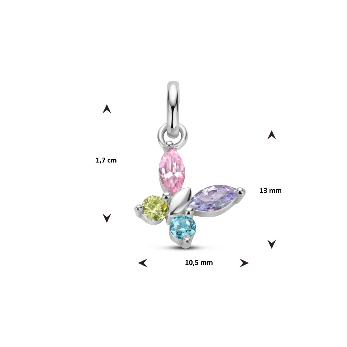 colgante mariposa varios colores circonita plata rodiada