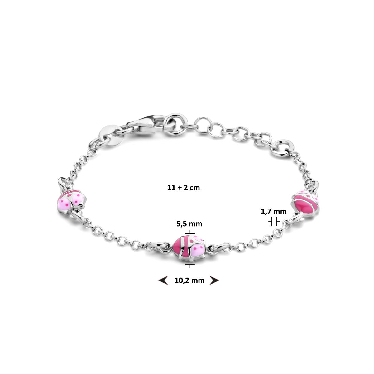 pulsera mariquita 11 + 2 cm plata rodiada