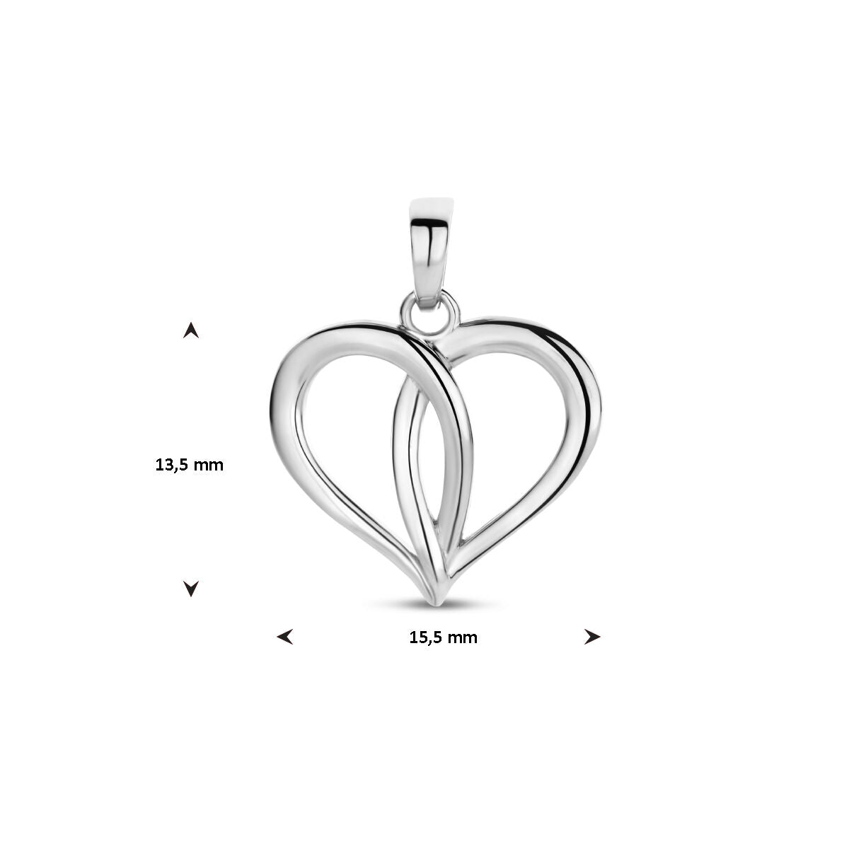 colgante corazón plata rodiada