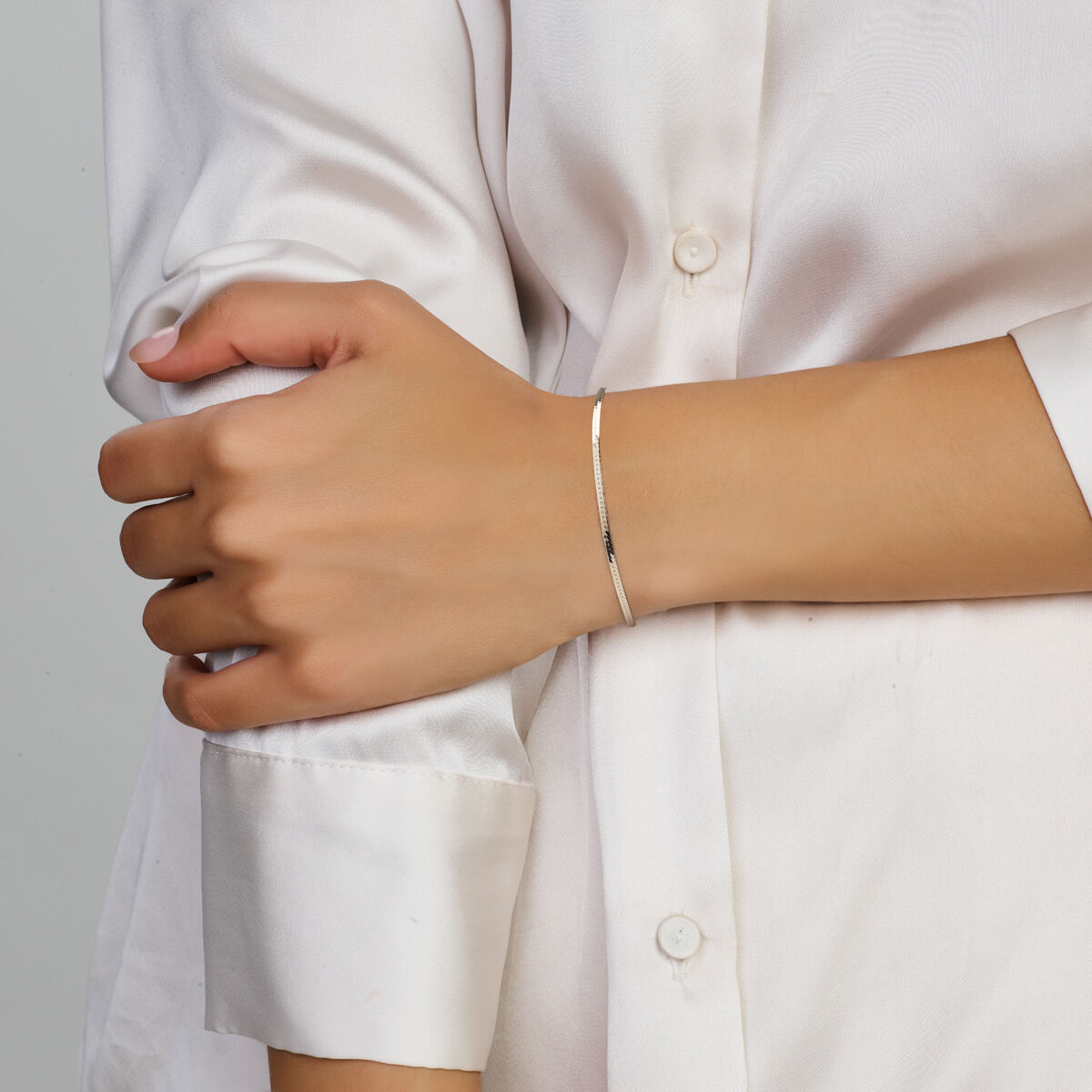 pulsera plana 1,7 mm 16 + 3 cm plata rodiada