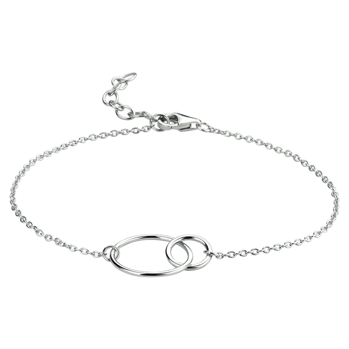 Pulsera de plata rodiada con eslabones redondos y extensión de 2,5 cm.