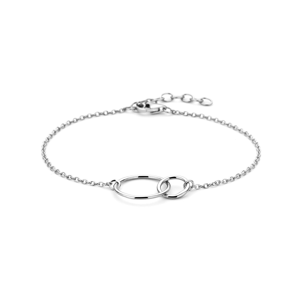 pulsera de círculos 16 + 2,5 cm plata rodiada