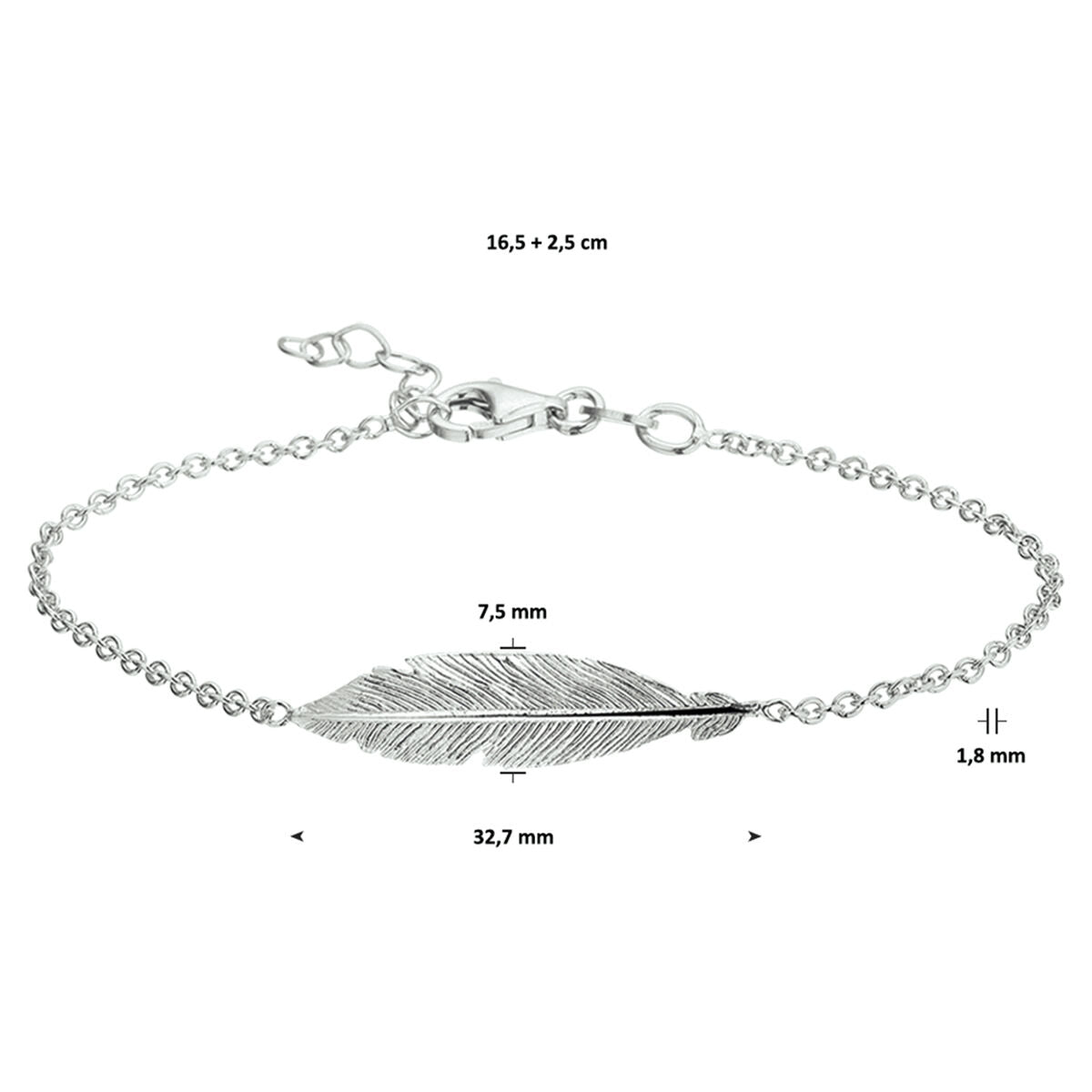 pulsera de resorte 16,5 + 2,5 cm plata rodiada