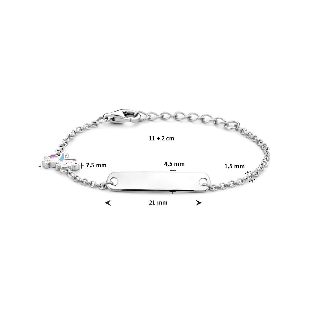 graveerarmband eenhoorn plaat 4,5 mm 11 + 2 cm zilver gerhodineerd