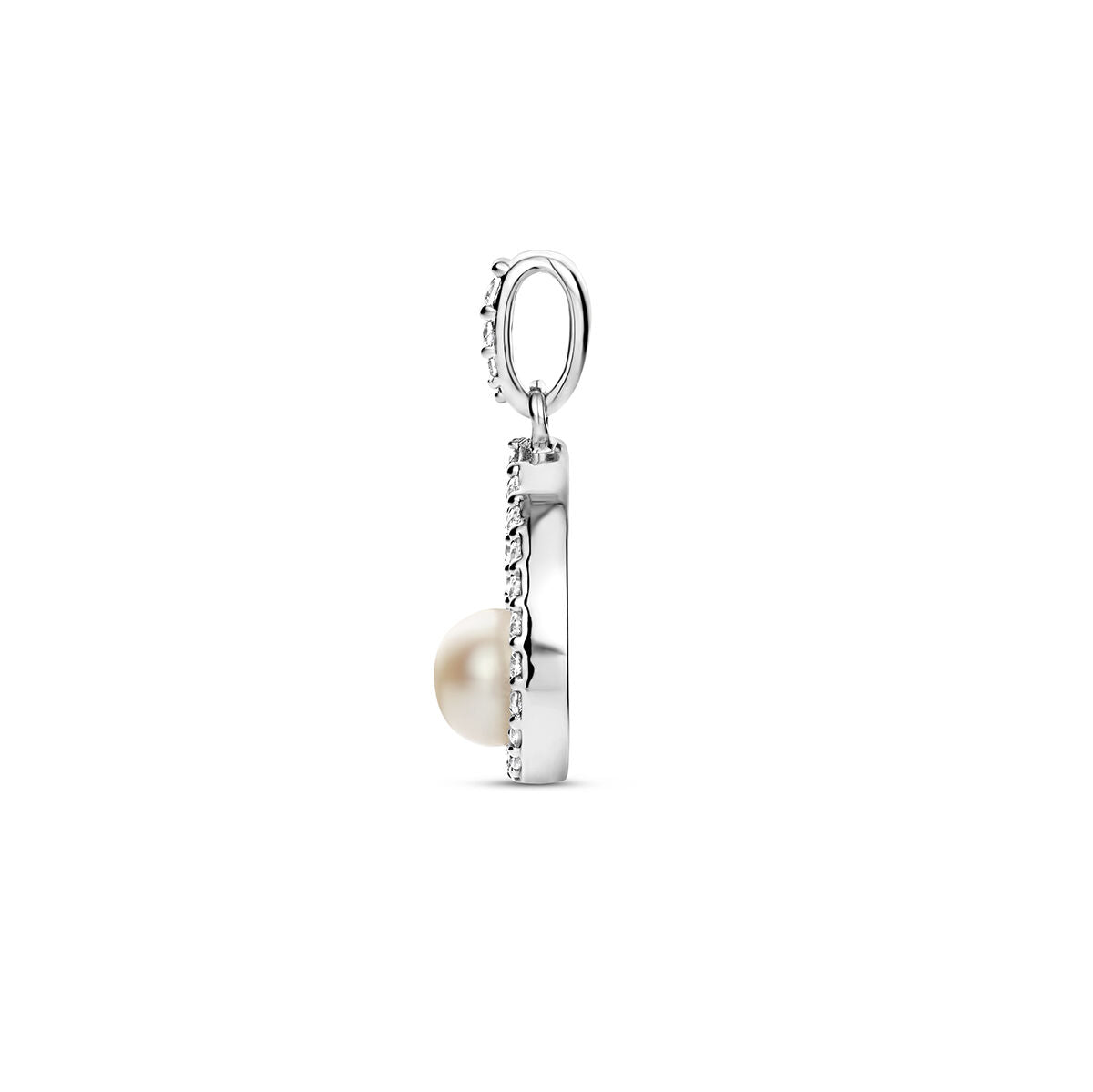 colgante de perla y circonita en plata rodiada