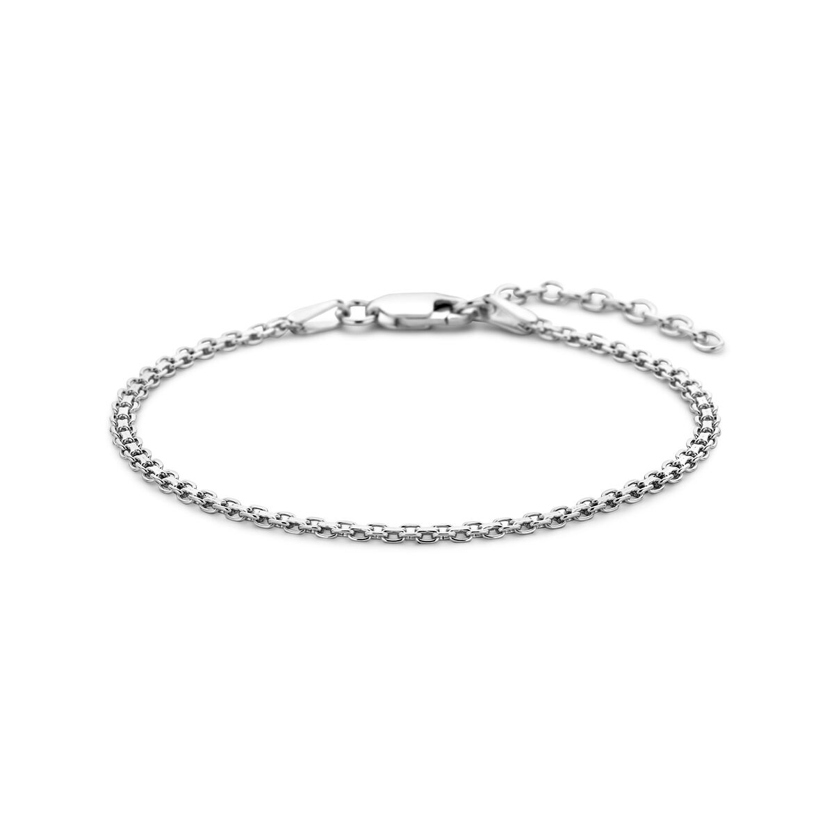 Pulsera bismarck de 2,4 mm en plata rhodium, con extensión de 16 + 3 cm.