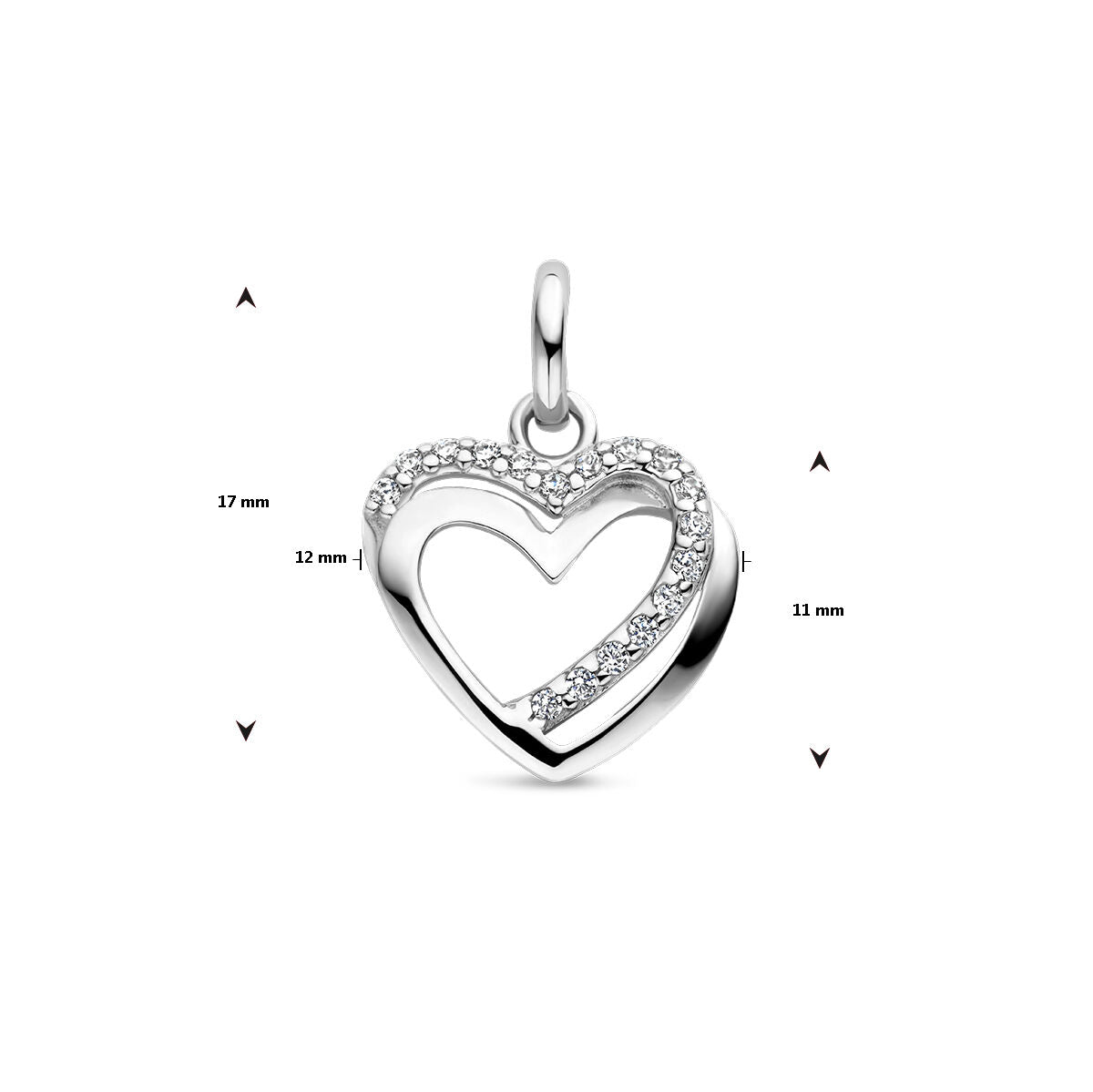colgante corazón circonita plata rodiada