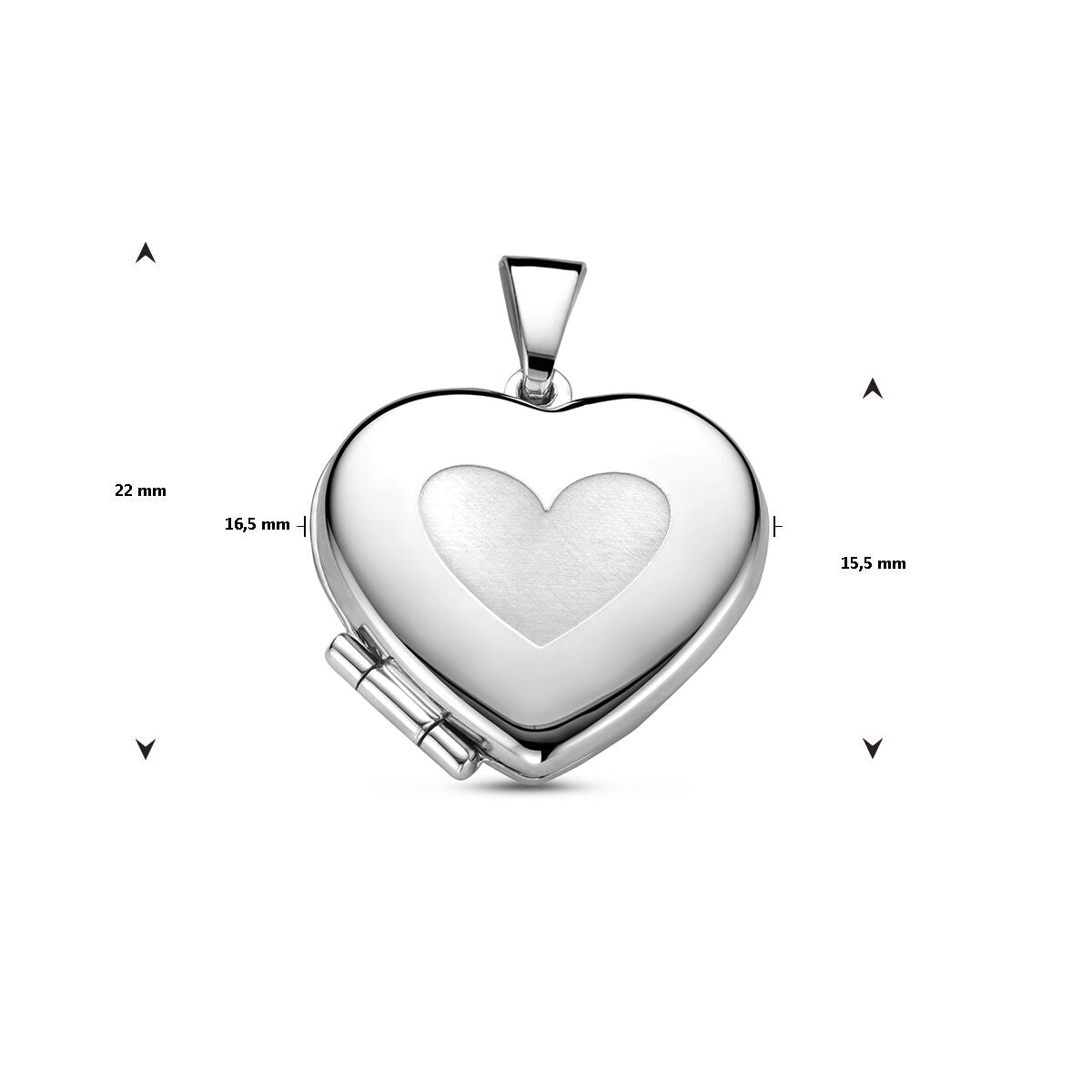 medallón corazón poli/mate plata rodiado