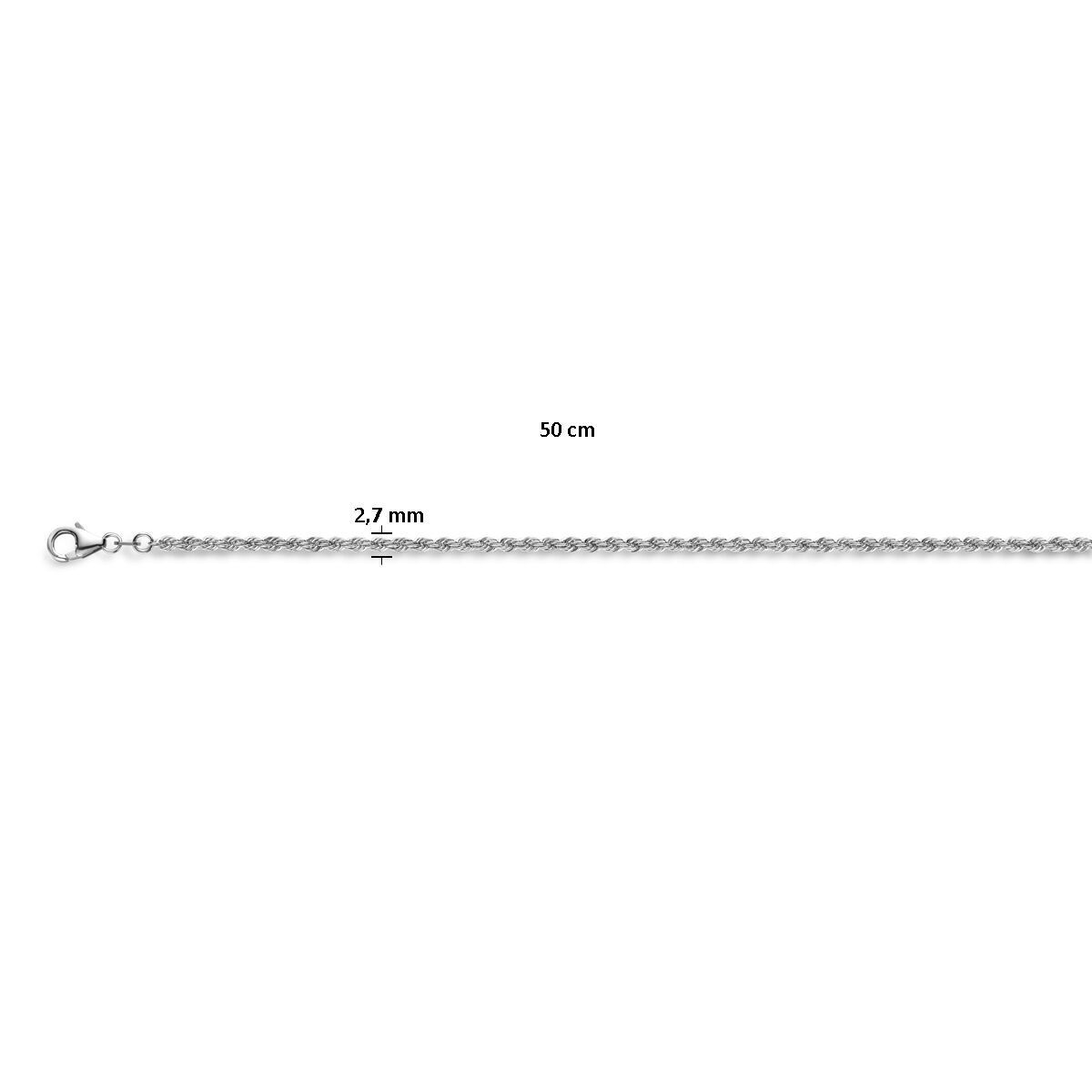 cordón macizo 2,7 mm plata rodiada