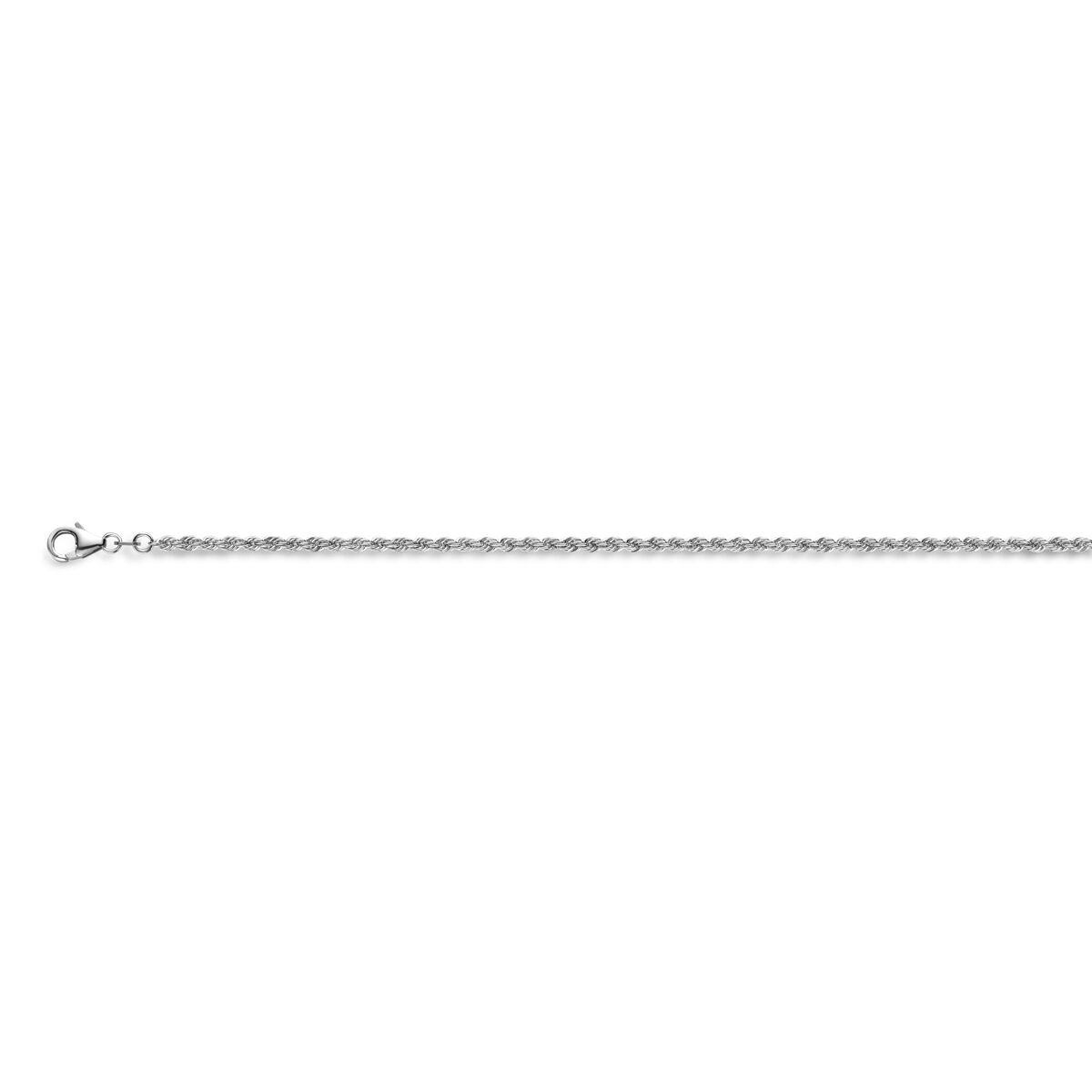 cadena de plata maciza de 2,7 mm con acabado rodiado.
