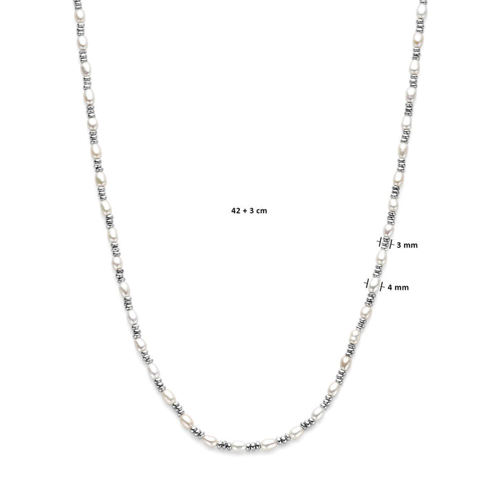 collier parels zilver gerhodineerd
