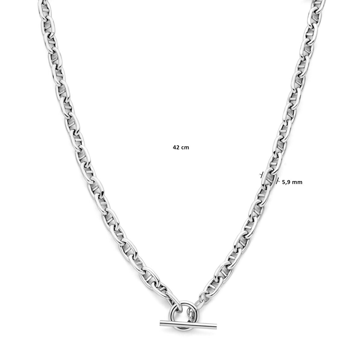 collar marine tubo redondo 5,9 mm 42 cm cierre de capiteles plata rodiada