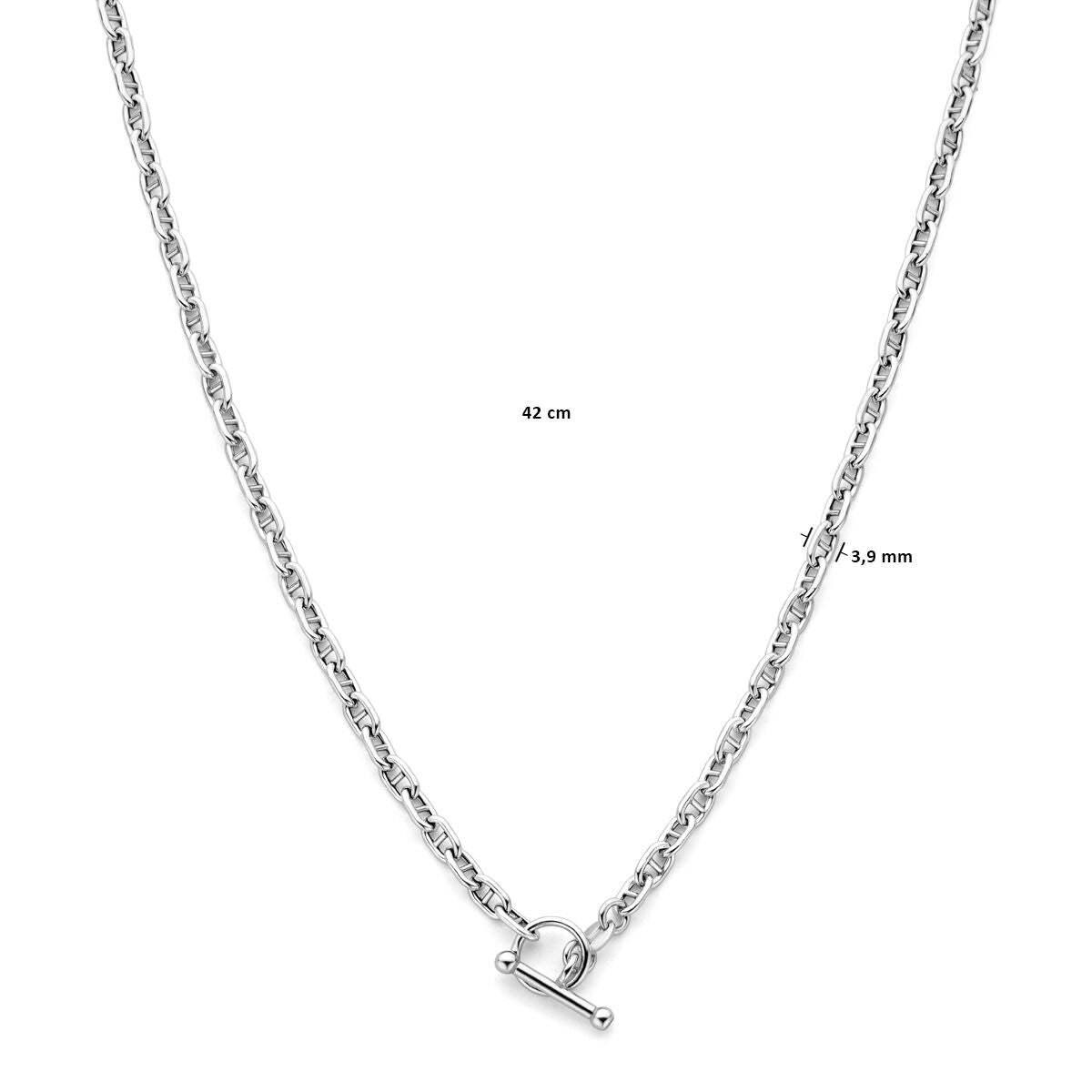 collar marine tubo redondo 3,9 mm 42 cm cierre de capiteles plata rodiado