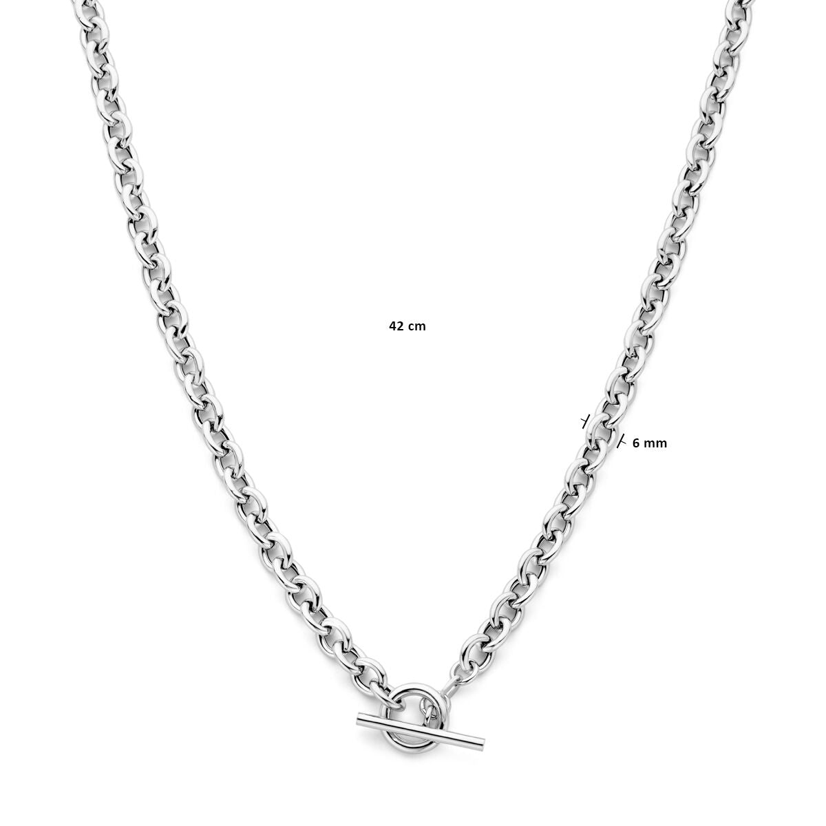 collar 6 mm 42 cm con cierre de capiteles plata rodiado