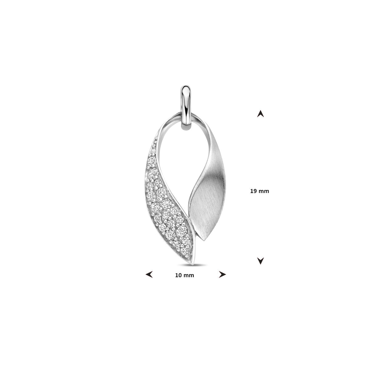 colgante de zirconia poli/mate 22 mm plata rodiada