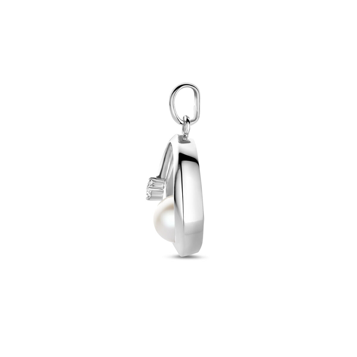 colgante ovalado de perla y circonita 21 mm plata rodiada