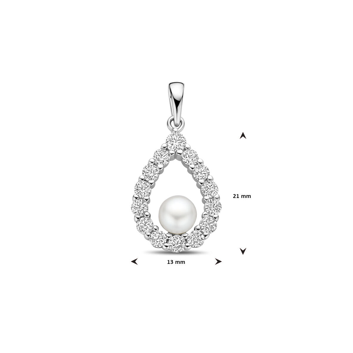colgante de perla y circonita 26 mm plata rodiada