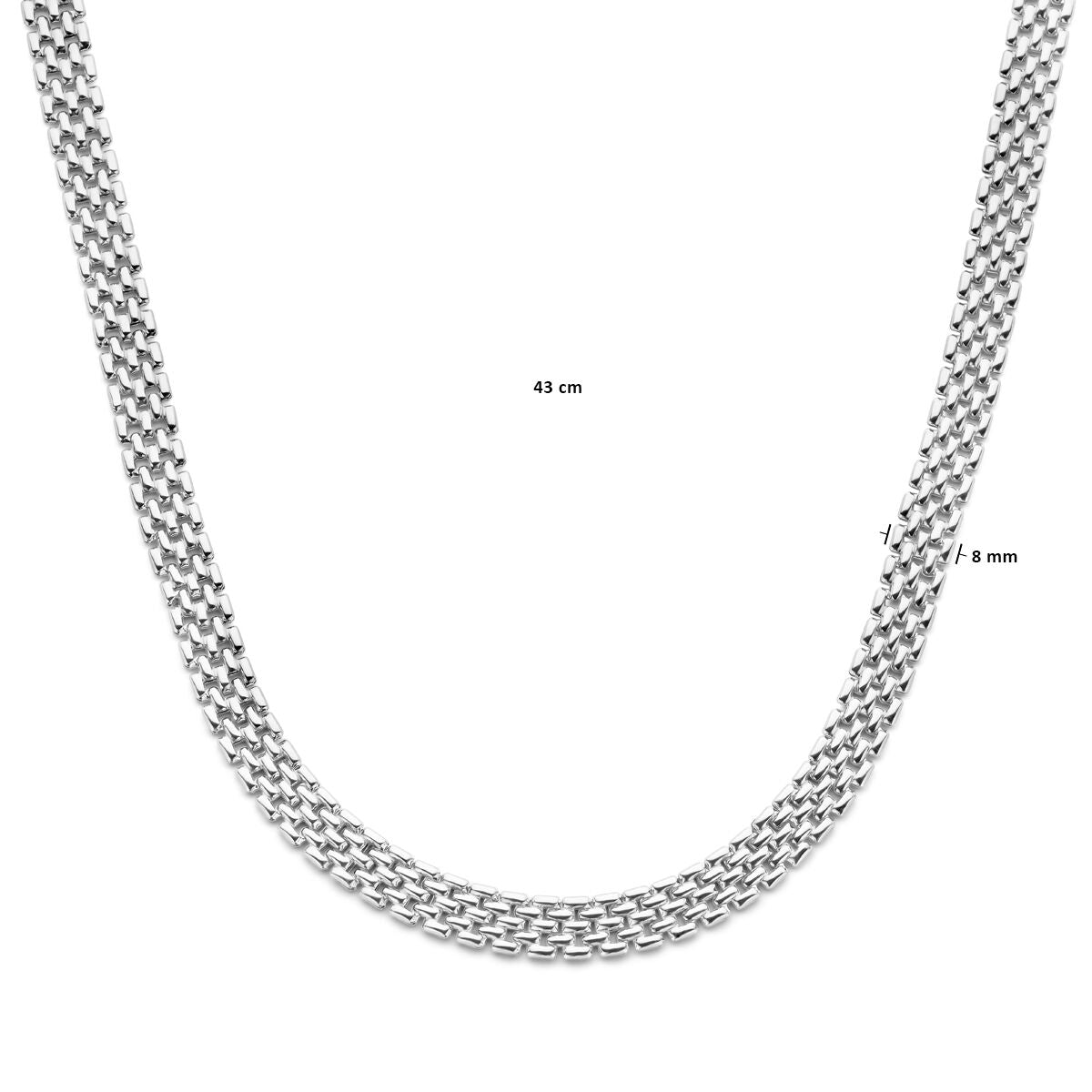 collar pantera 8 mm 43 cm plata rodiado
