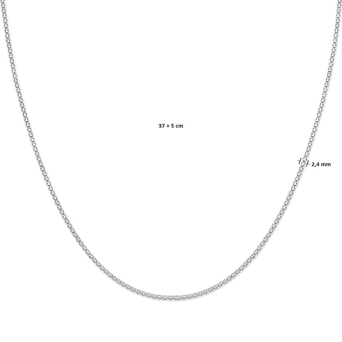 collar bismarck 2,4 mm 37 + 5 cm plata rodiada