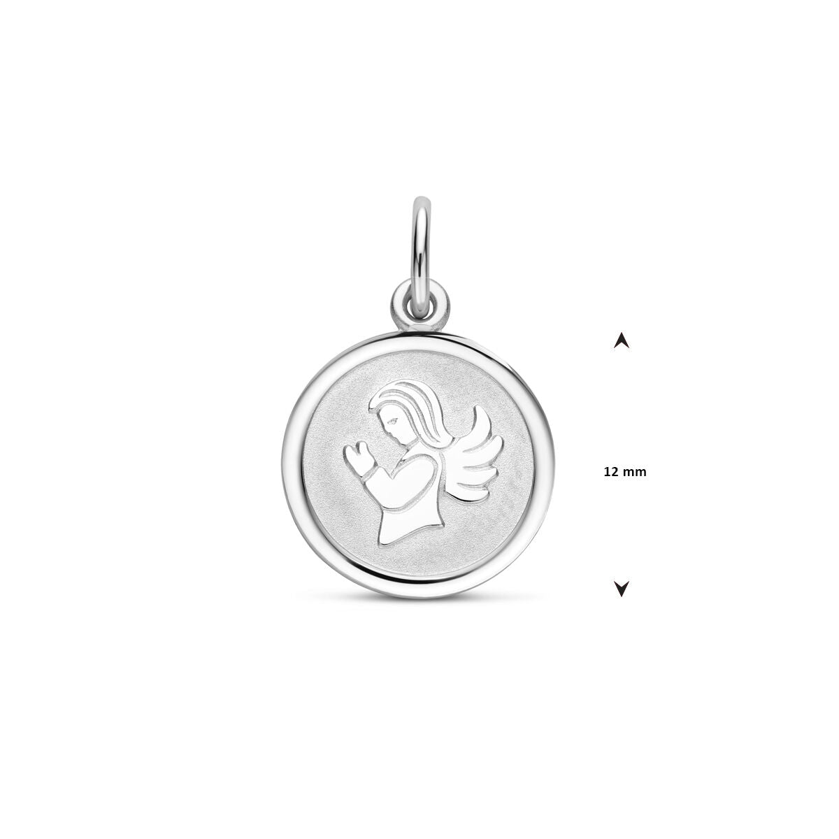 colgante corazón ángel poli/mate diamantado 18 mm plata rodiada