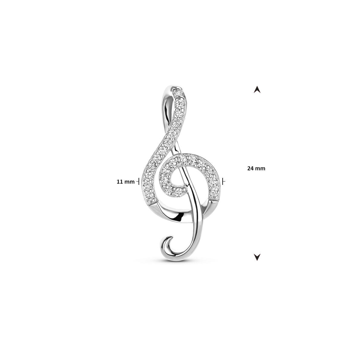 colgante nota musical circonita 24 mm plata rodiada