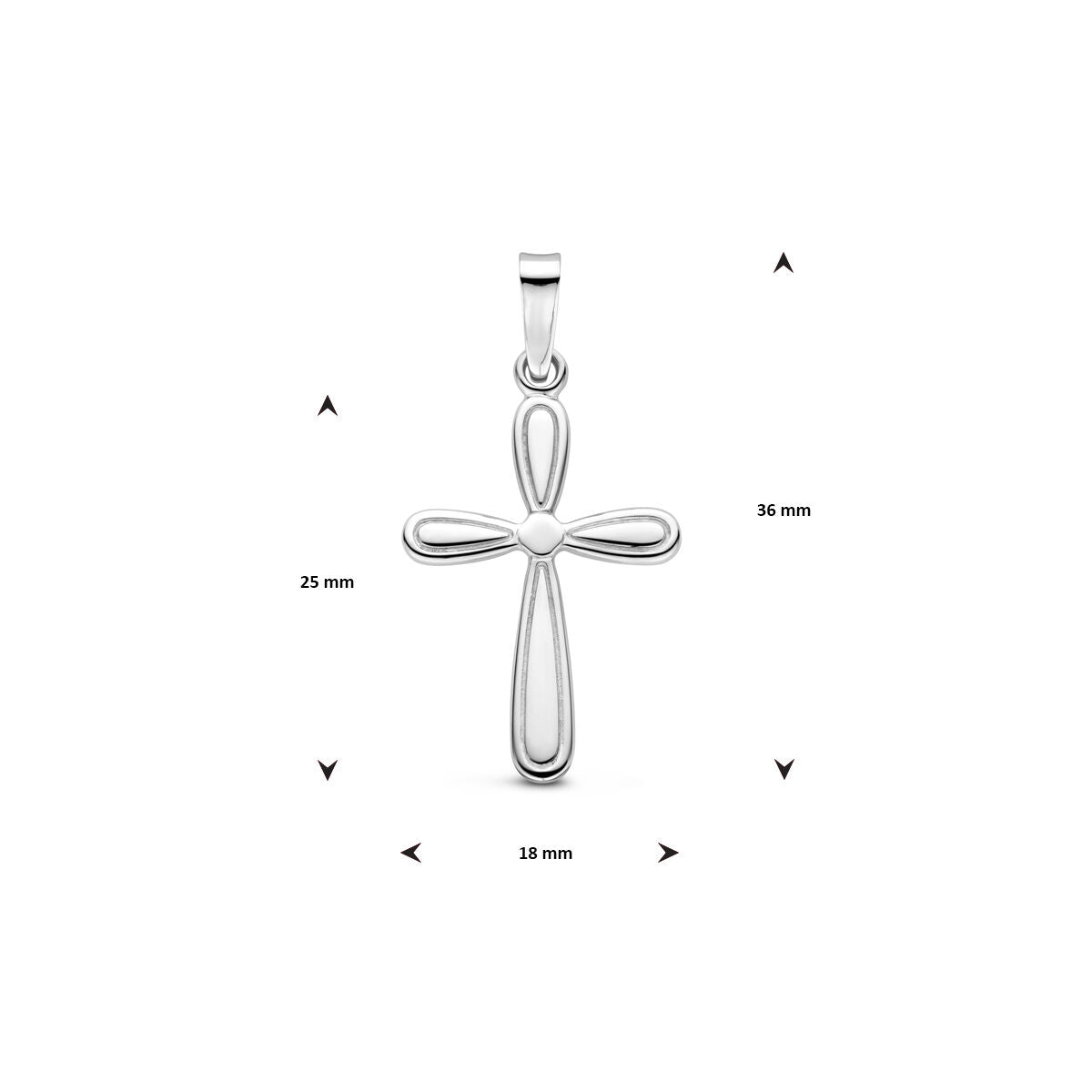 colgante cruz 25 mm plata rodiado