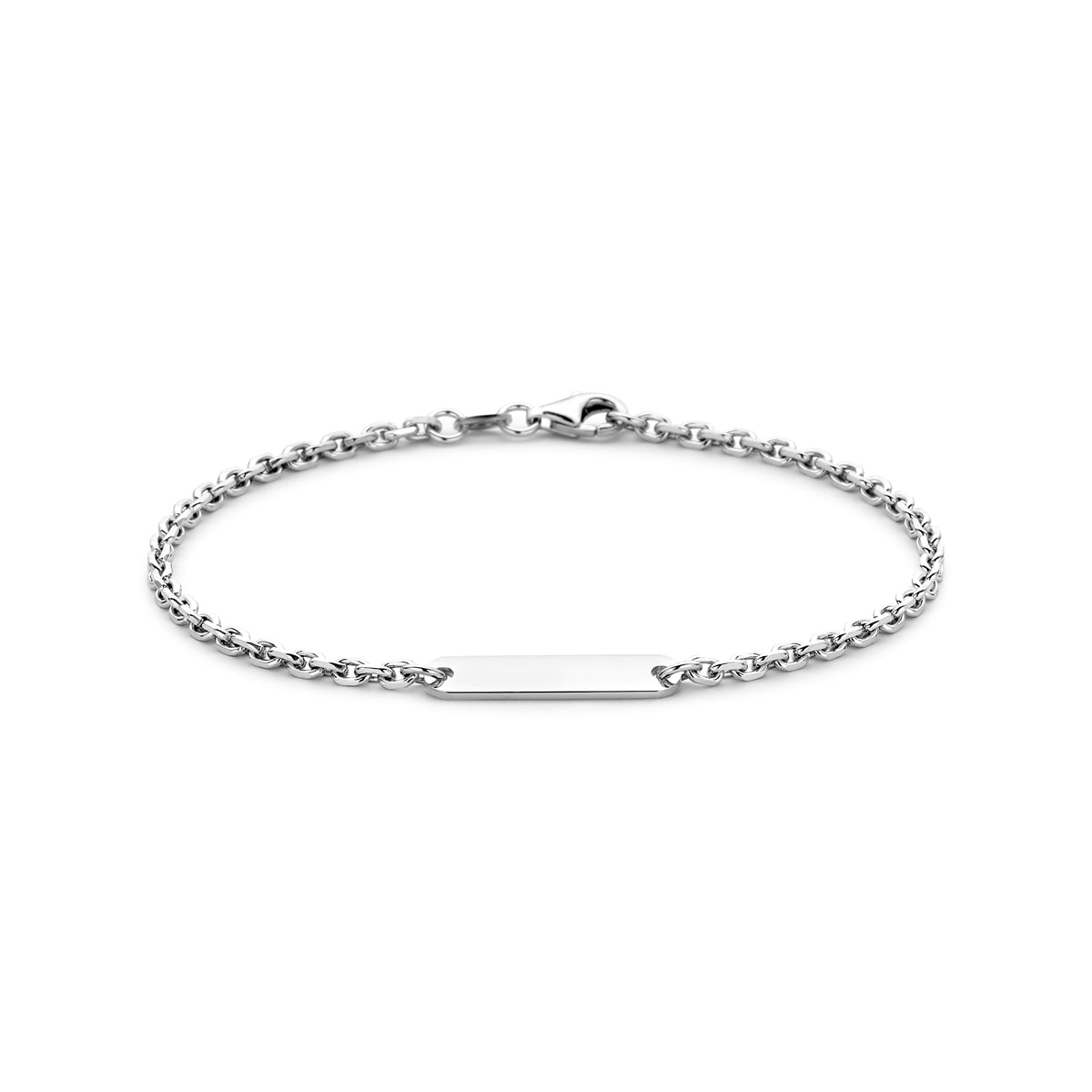 Pulsera de hombre de plata 925 rodiada con placa para grabar y cadena de eslabones.