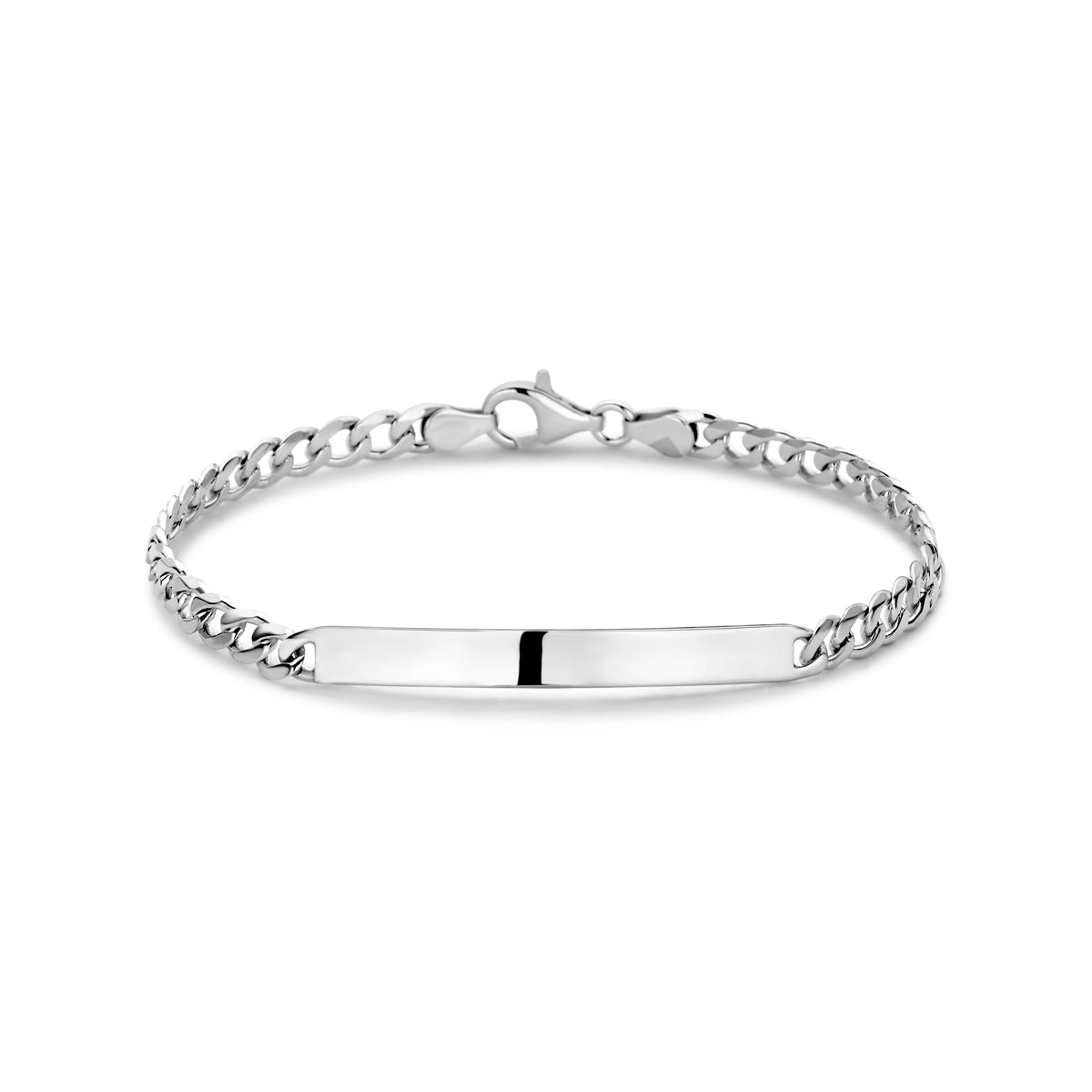 Pulsera de hombre de plata 925 con acabado en rodio y placa para grabar.