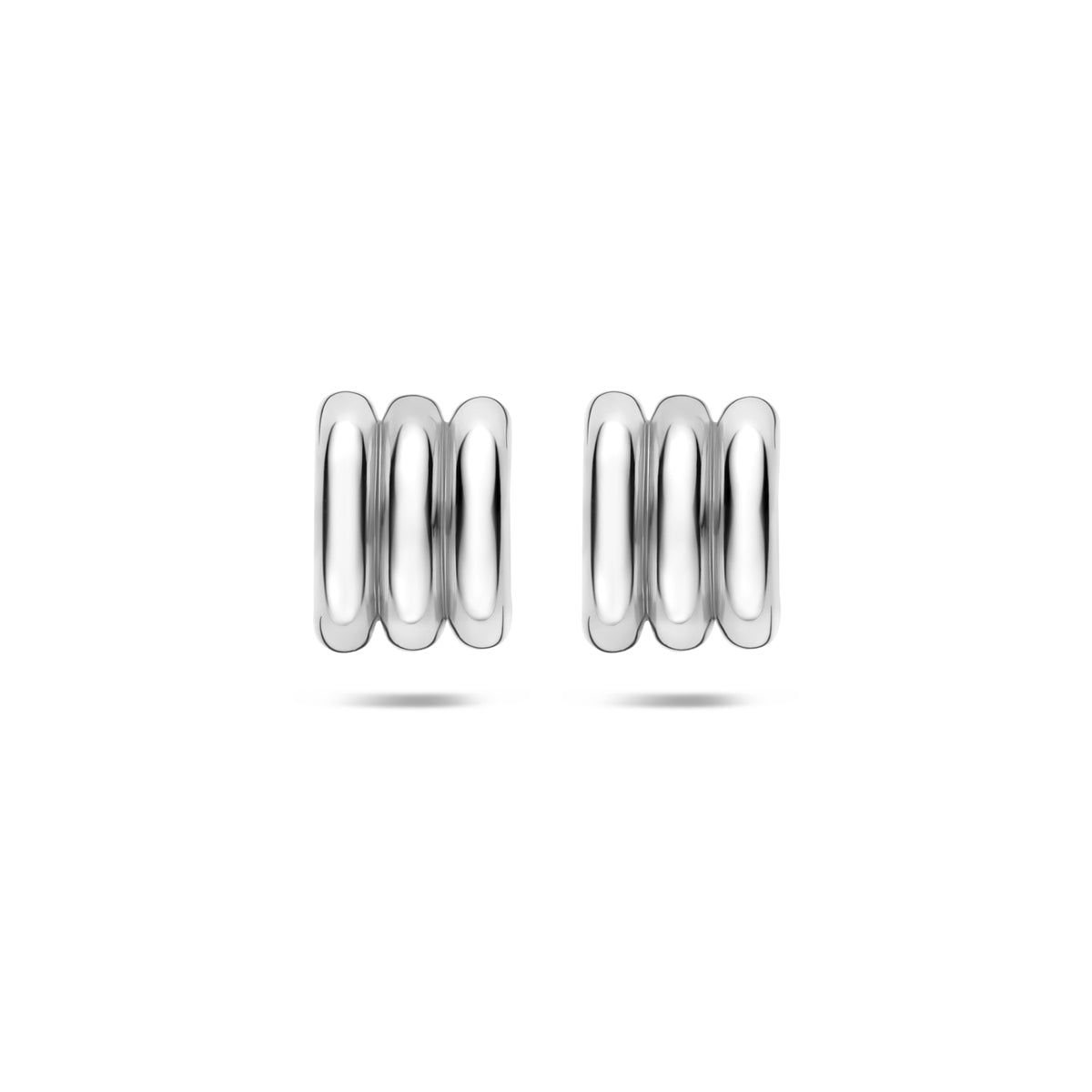 Pendientes de aro de plata 925 con acabado en rodio, con un diseño de múltiples bandas.