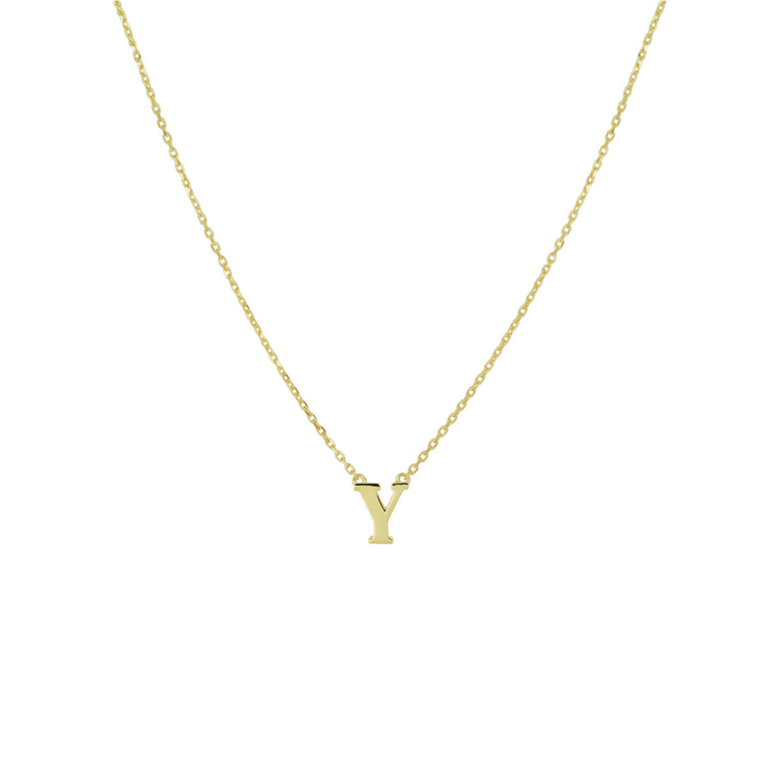 De Van der Kooij Collectie Gouden dames ketting letter 14K is een delicaat geelgouden anker collier met een kleine Y hanger, prachtig gepresenteerd op een witte achtergrond-het perfecte sieradencadeau voor dames.