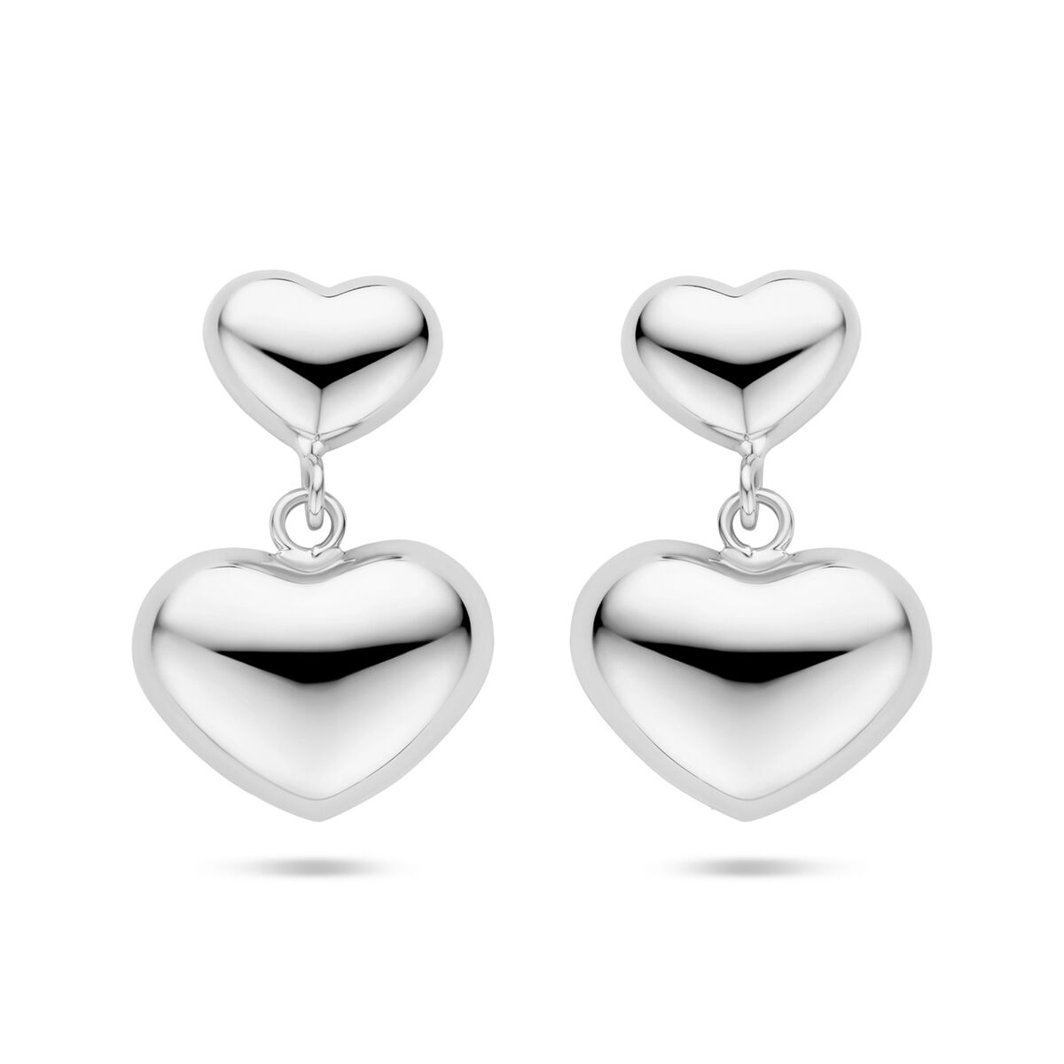 pendientes corazones 26 mm plata rodiado