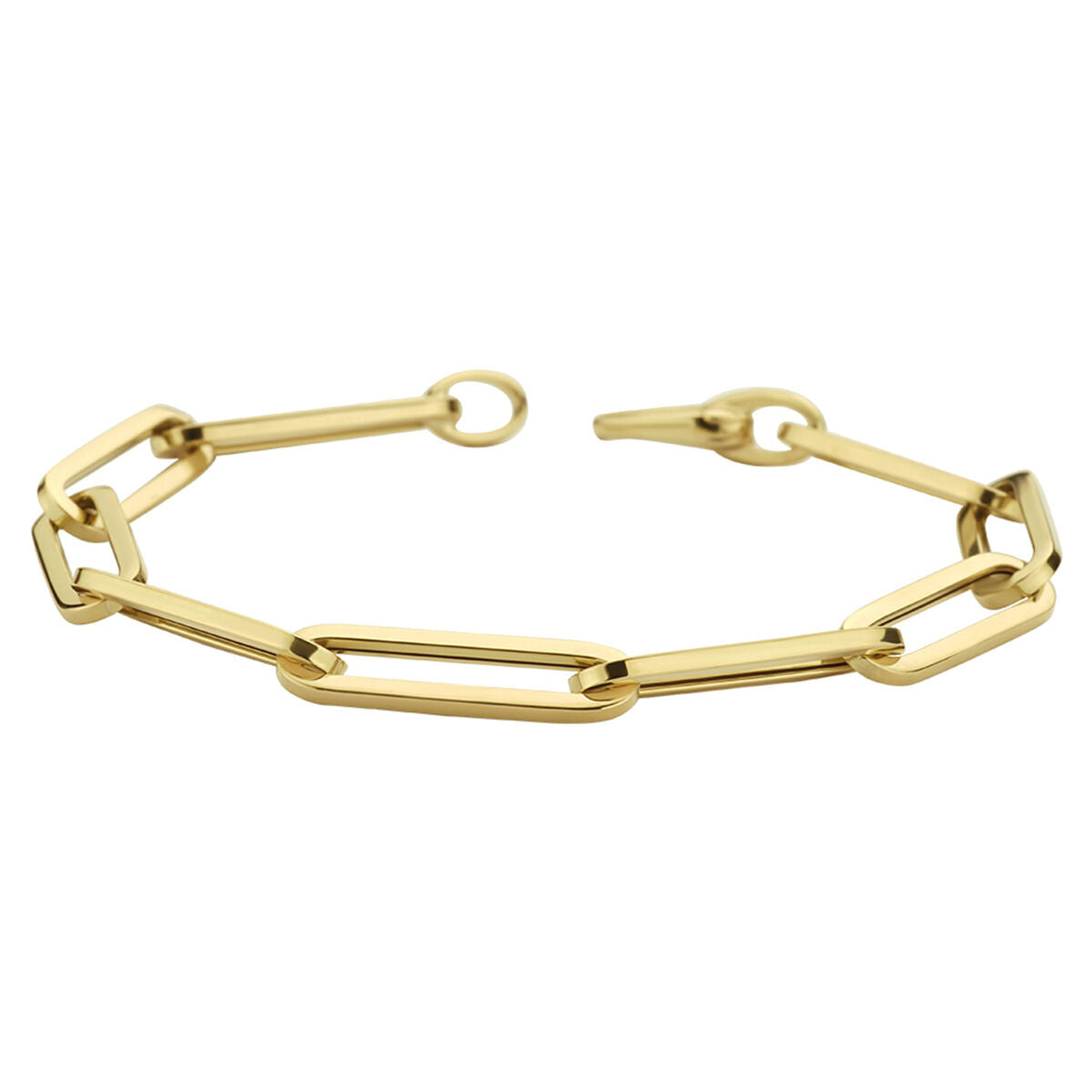 Pulsera de mujer oro paperclip tubo cuadrado 14K