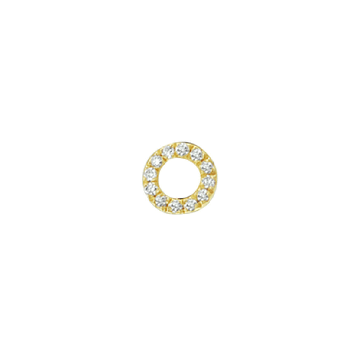 Pendiente de botón en oro amarillo de 14K con diamantes de 0.035 ct en forma circular.
