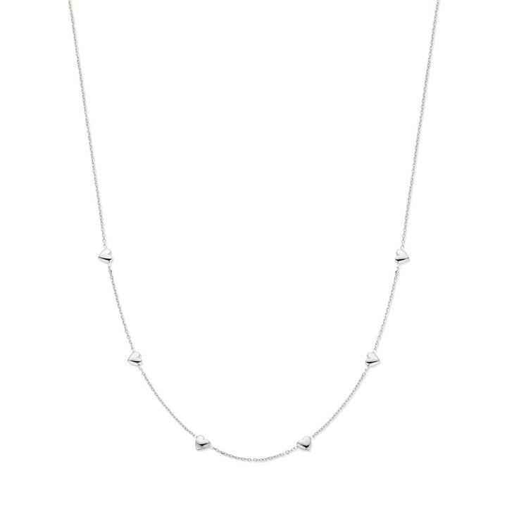 collier hartjes 41 + 4 cm zilver gerhodineerd
