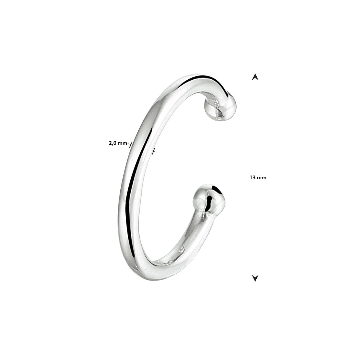 earcuff de plata rodiado
