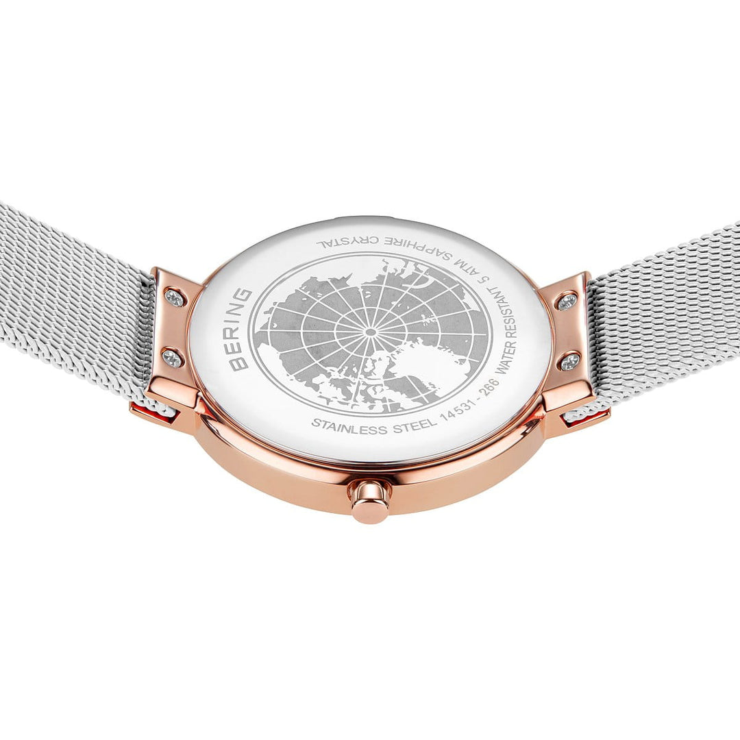 bering dames horloge roségouden wijzerplaat - 14531-266