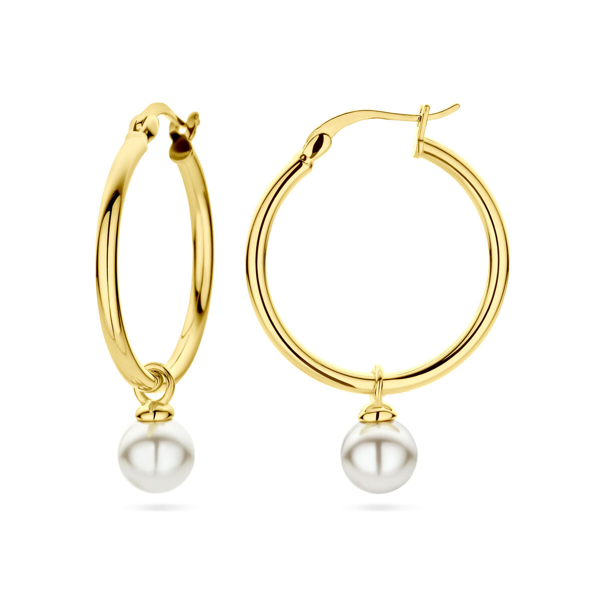 aros de perla sintética 1 micrón plata chapado en oro amarillo