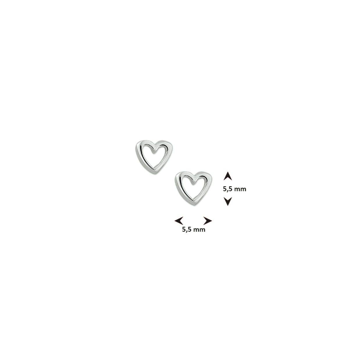 pendientes de botón corazón plata blanco