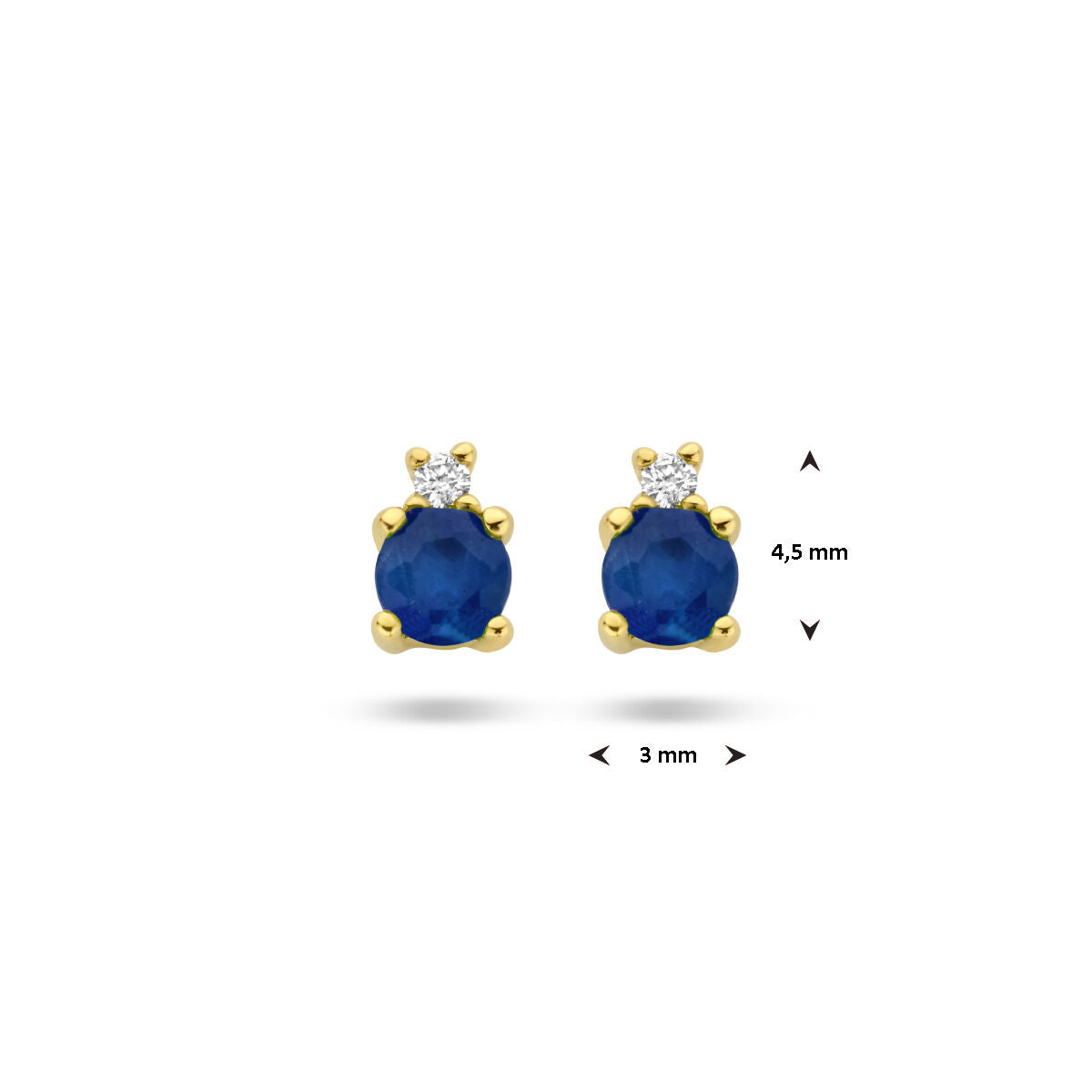 pendientes zafiro y diamante 0.015ct (2x 0.0075ct) h p1 14K oro amarillo