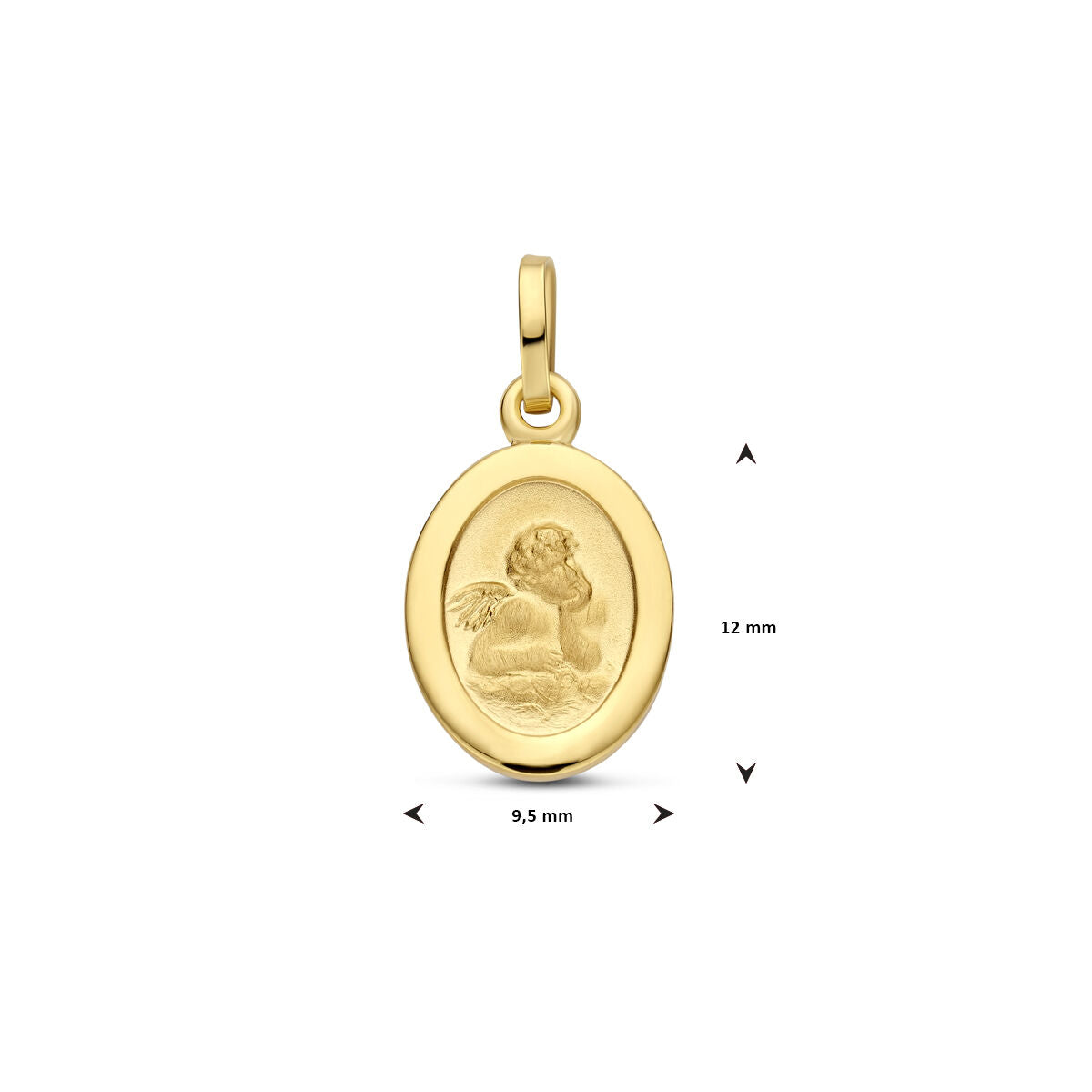 colgante ovalado ángel poli/mate 19 mm 14K oro amarillo