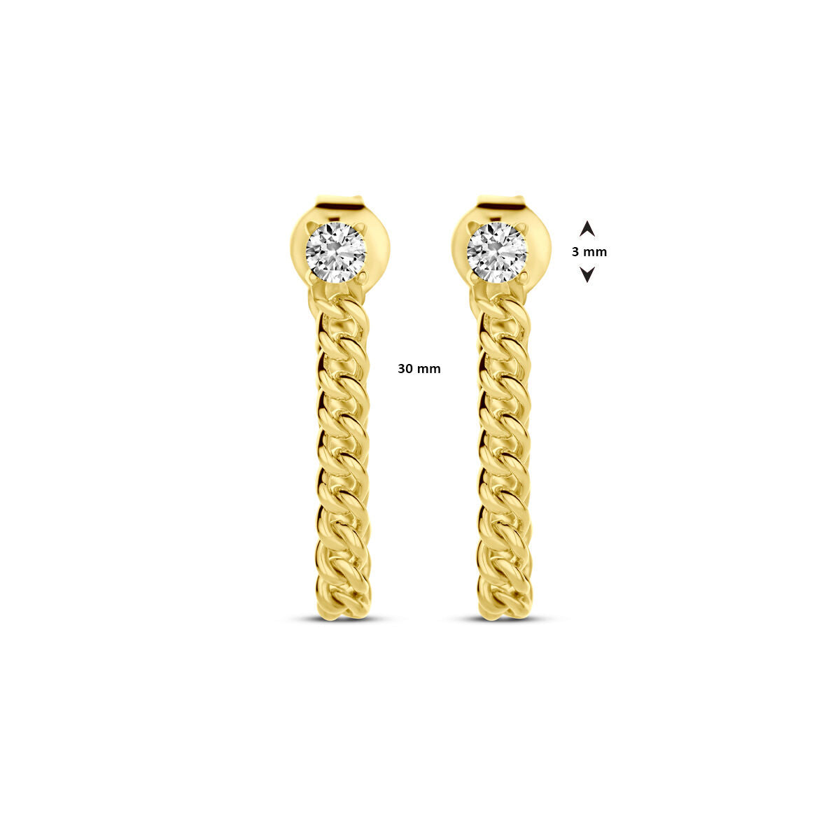 pendientes de botón zircón 1 micrón plata chapado en oro amarillo
