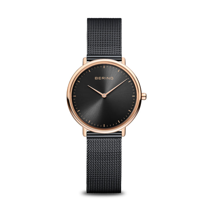 bering dames horloge zwarte wijzerplaat - 15729-166
