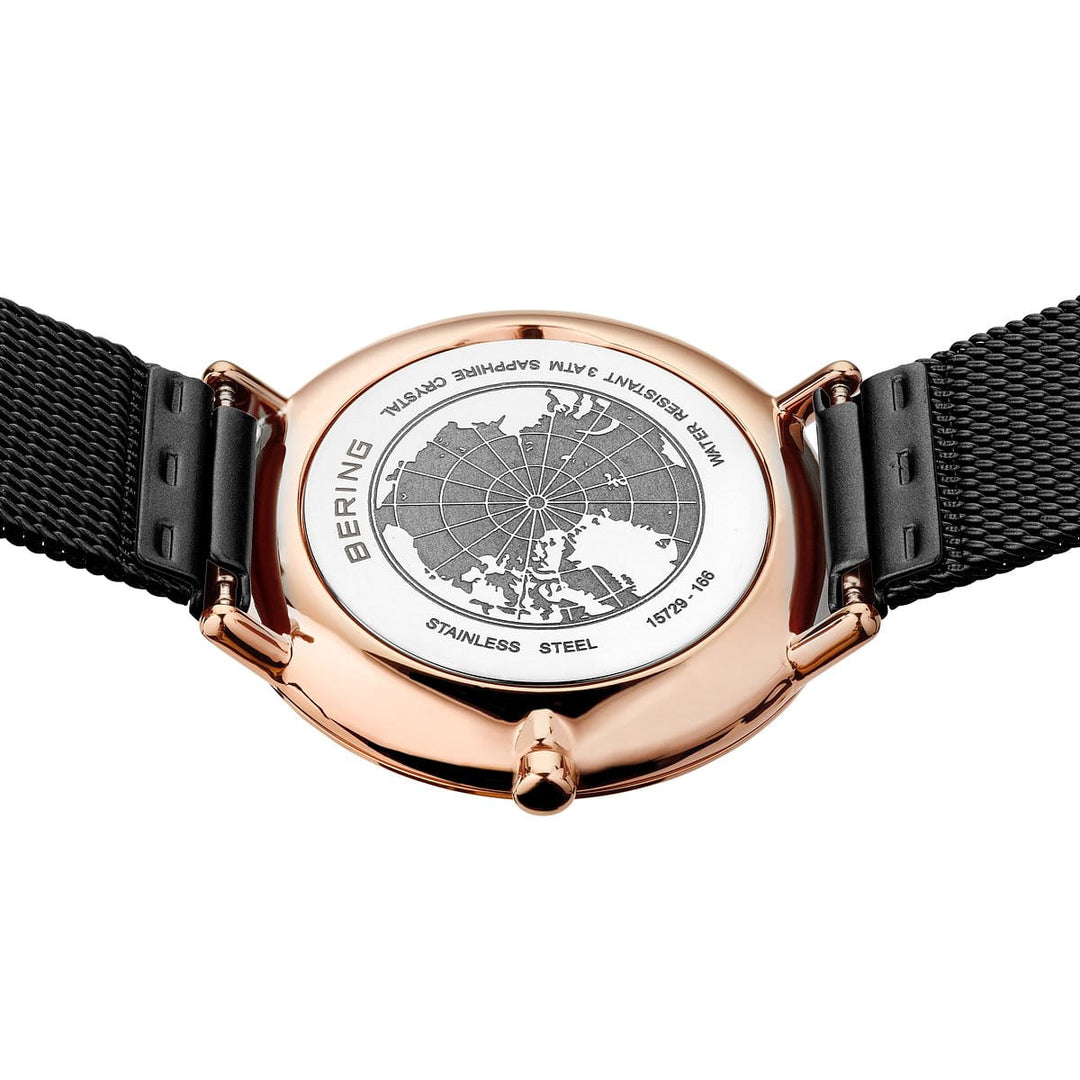 bering dames horloge zwarte wijzerplaat - 15729-166